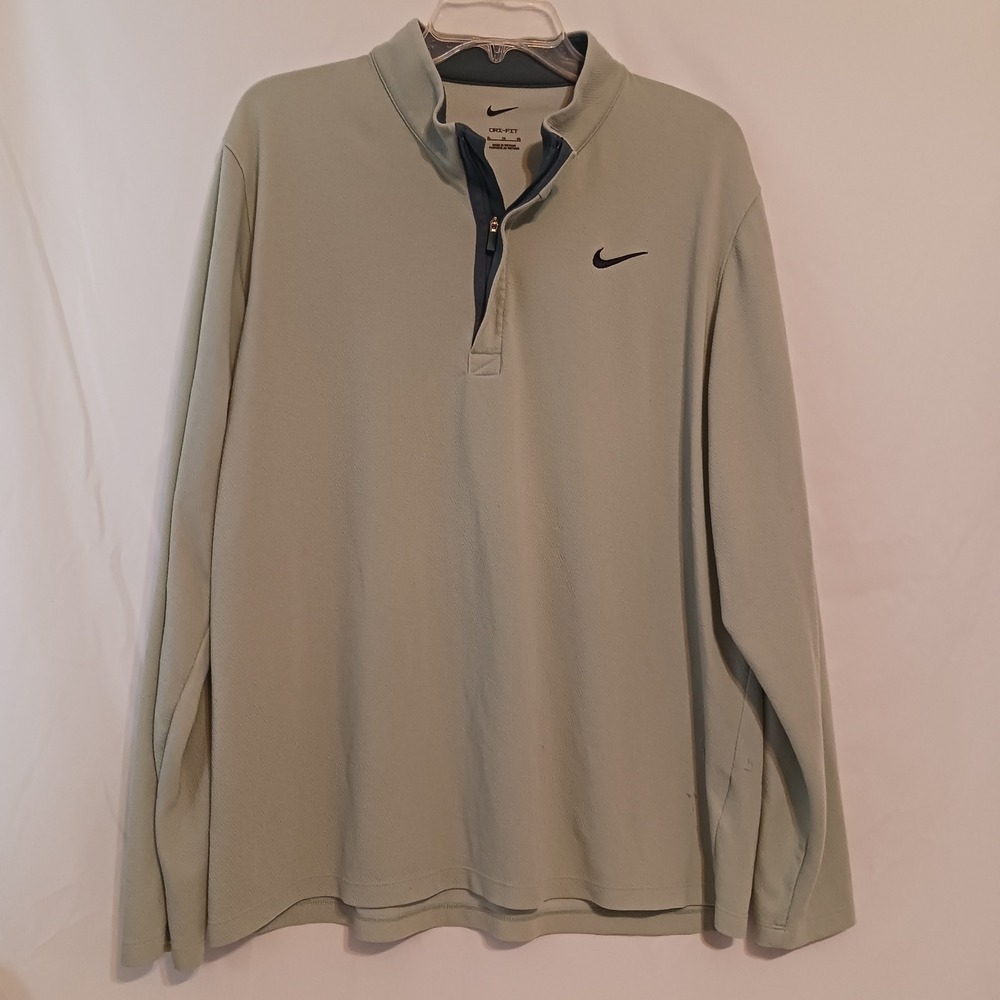 Nike 1/4 Zip Pullover Mens XL Green Excellent Dri-FIT Golf Training Top